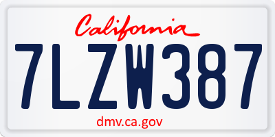 CA license plate 7LZW387