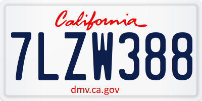 CA license plate 7LZW388