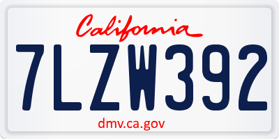 CA license plate 7LZW392