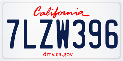 CA license plate 7LZW396
