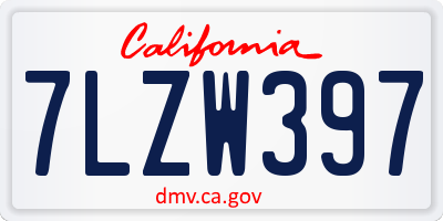 CA license plate 7LZW397