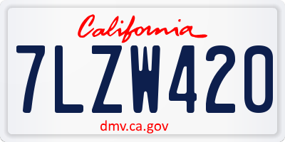 CA license plate 7LZW420