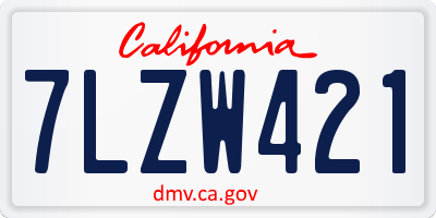 CA license plate 7LZW421