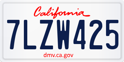 CA license plate 7LZW425