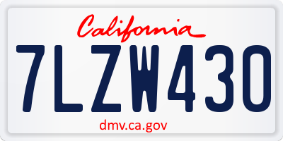 CA license plate 7LZW430