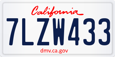 CA license plate 7LZW433