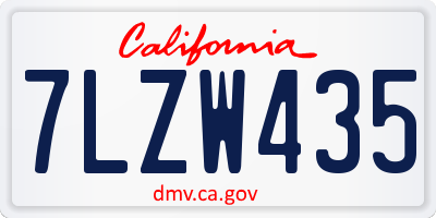 CA license plate 7LZW435