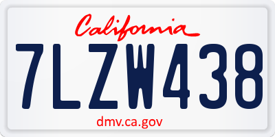CA license plate 7LZW438
