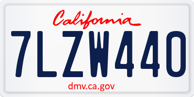 CA license plate 7LZW440