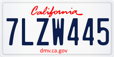 CA license plate 7LZW445