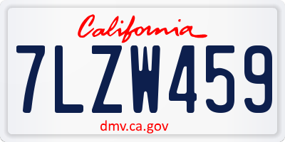 CA license plate 7LZW459
