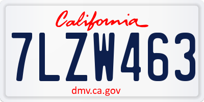 CA license plate 7LZW463