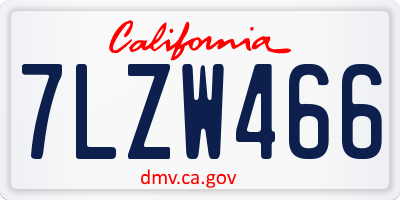 CA license plate 7LZW466