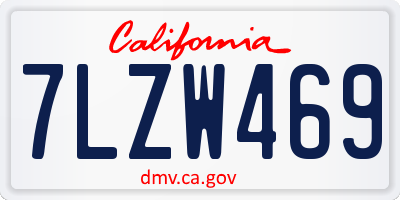 CA license plate 7LZW469