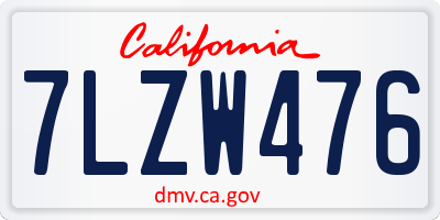 CA license plate 7LZW476