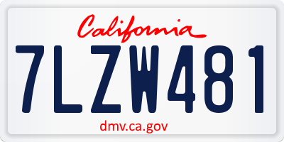 CA license plate 7LZW481