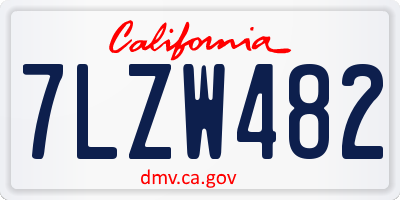CA license plate 7LZW482