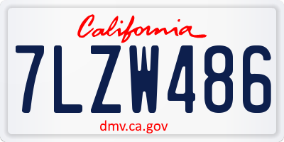 CA license plate 7LZW486