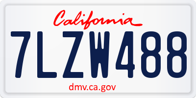 CA license plate 7LZW488