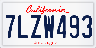 CA license plate 7LZW493