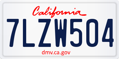 CA license plate 7LZW504