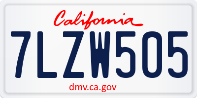 CA license plate 7LZW505