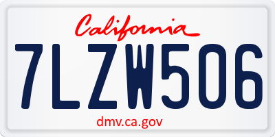 CA license plate 7LZW506