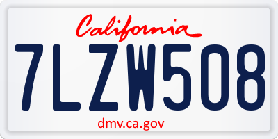 CA license plate 7LZW508