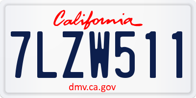 CA license plate 7LZW511