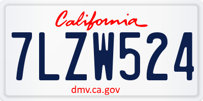 CA license plate 7LZW524