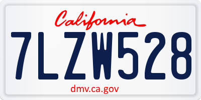 CA license plate 7LZW528