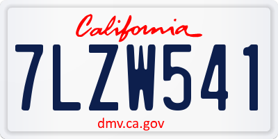 CA license plate 7LZW541