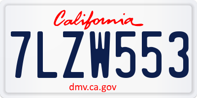 CA license plate 7LZW553