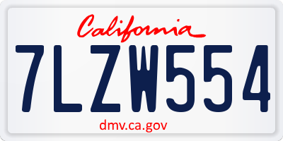 CA license plate 7LZW554