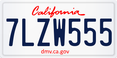 CA license plate 7LZW555