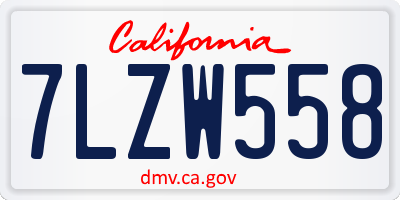 CA license plate 7LZW558
