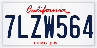 CA license plate 7LZW564