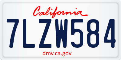 CA license plate 7LZW584