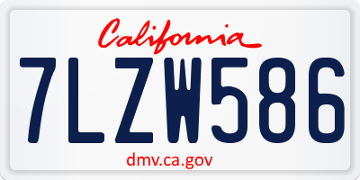CA license plate 7LZW586