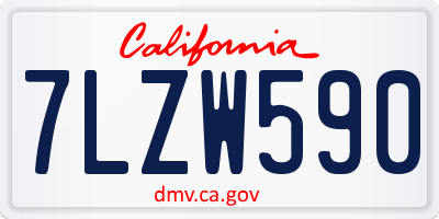 CA license plate 7LZW590