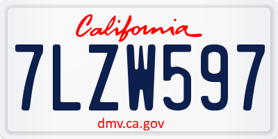 CA license plate 7LZW597