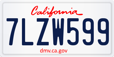 CA license plate 7LZW599