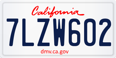 CA license plate 7LZW602