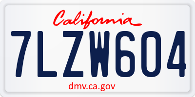CA license plate 7LZW604