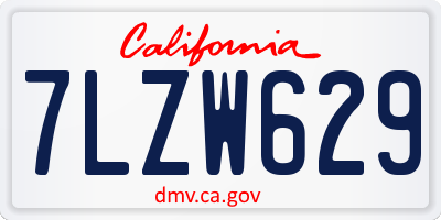 CA license plate 7LZW629