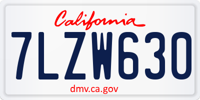 CA license plate 7LZW630