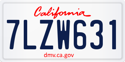 CA license plate 7LZW631