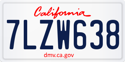 CA license plate 7LZW638