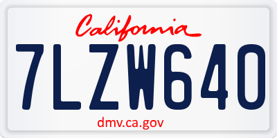 CA license plate 7LZW640