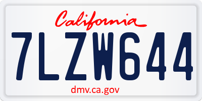 CA license plate 7LZW644